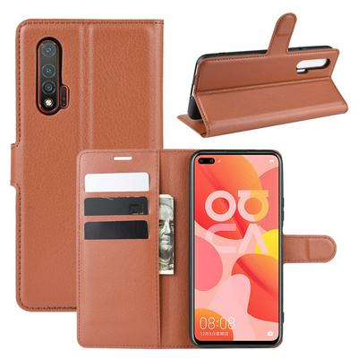 Litchi Pattern Side Flip Shockproof PU Leather + Soft TPU Card Slots with Stand and Magnetic Buckle Wallet Case for Huawei Nova 6