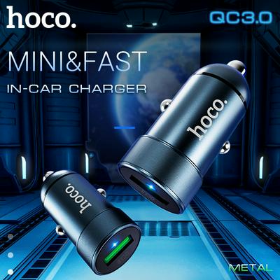 Hoco cargador de coche rápido QC3.0 FCP AFC Solo USB cargador de teléfono portátil de metal QC 3,0 en adaptador de coche para Xiaomi samsung iPhone