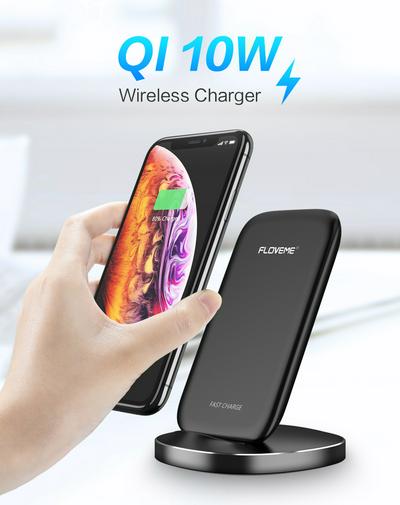 Flovme Wireless Charging Stand 10W Fast Charge QI Charging Stand for iPhone 8/Plus/X/Xs/Xs Max/Xr, Samsung S10/9/S8/S8+