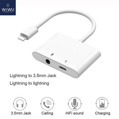 WIWU 2 in 1 Audio Adapter for Lightning to 3.5mm Jack Headphone Cable for iPhone 11 Pro X XS XR 8 7 Cable for Charging