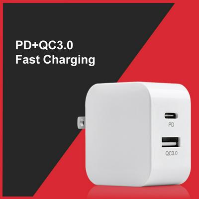 PD18W Foldable Dual Ports Fast Charging Charger PSE Certified USB Charging Head QC3.0 Mobile Phone Tablet Universal Adapter
