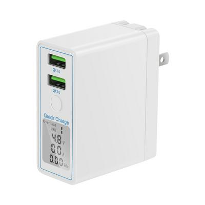 2-port USB Wall Charger Digital Display Intelligent Universal Double Hole QC3.0 Fast Charging 9V~2A/36W