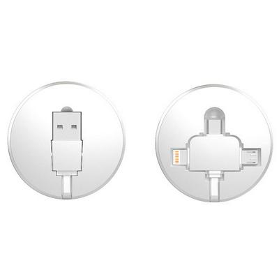 CAFELE SJX001119 20-100cm 8 Pin + Micro USB + Type-C 3 in 1 Universal Retractable USB Data Transfer Charging Cable for iPhone Samsung Huawei Xiaomi Tablet