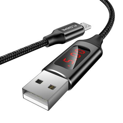 FLOVEME 1m Micro USB Interface Nylon Braided LED Digital Display 2.4A Charging Data Sync USB Cable for Devices with Micro USB Interfaces