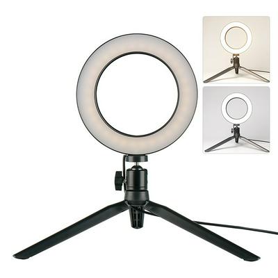 XWJ-1811 7.9-Inch 3 Colors Adjustable LED Beauty Ring Light with Tripod Live Streaming Fill Light Shooting Phone Stand