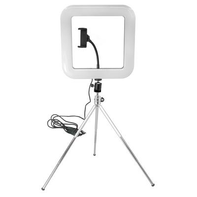 28cm Square USB LED Light Dimmable 3 Light Modes Table Light With Tripod Stand Cell Phone Holder ​For Live Streaming Makeup