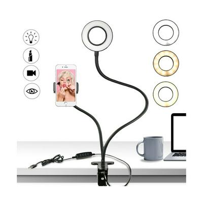 Selfie Ring Light with Flexible Desk Lamp Live LED Fill Light Mobile Phone Holder Lazy Bracket 