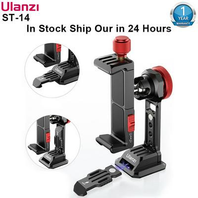 Ulanzi ST-14 Iron Man III Multi-Function Aluminum Alloy Phone Clip Mount Holder Cold Shoe Tripod Mount for LED Light Mic Vlog Mount Smartphone