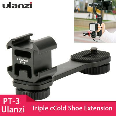 Ulanzi PT-3 Triple Hot Shoe Mount Adapter Microphone Extension Bar for Zhiyun Smooth 4 DJI Osmo Pocket Gimbal Accessories