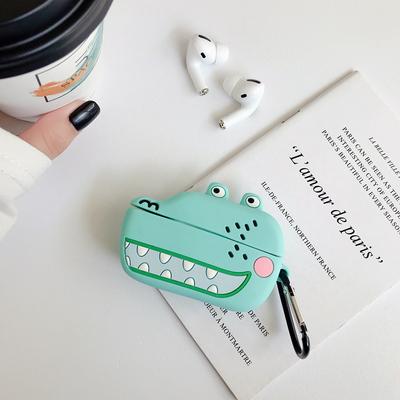 Crocodile III Shape Silicon Apple Airpods Pro Keychain AirPod Earbud Charging Bluetooth Earphone Protective Cover Case 