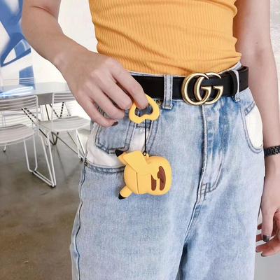 Pikachu's Back Airpods Case Keychain AirPod Earbud Charging Bluetooth Earphone Protective Hard Cover Case 