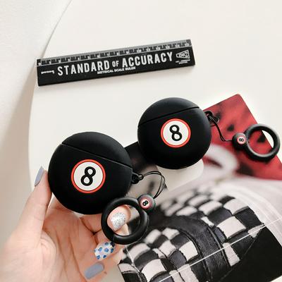 Black Billiards 8 Airpods Case Keychain AirPod Earbud Charging Bluetooth Earphone Protective Hard Cover Case 