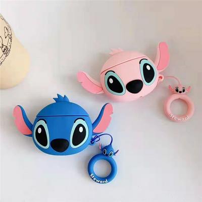 Soft Cover for AirPods Charging Case, Round Lilo & Stitch Case with Matching Keyring