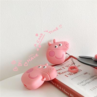 Pig Peggy Airpods Case Keychain AirPod Earbud Charging Bluetooth Earphone Protective Hard Cover Case 