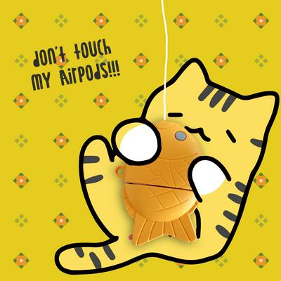 Fish and Cat Airpods Case Keychain AirPod Earbud Charging Bluetooth Earphone Protective Hard Cover Case 