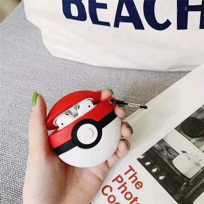 Poke Ball Airpods Case Keychain AirPod Earbud Charging Bluetooth Earphone Protective Hard Cover Case 