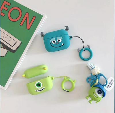 Cute 3D Cartoon Big Eye Mr.Q Blue Cow Shockproof Silicone Protective 3 Generation Bluetooth Wireless Earphone Charging Case Cover Skin for Apple Airpods