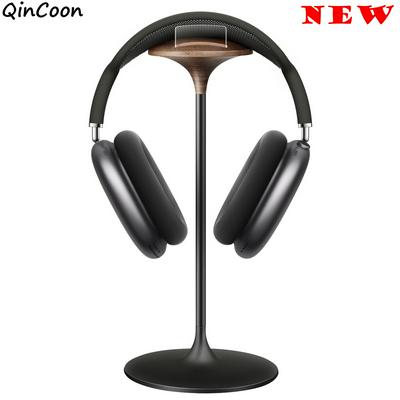 Walnut/Beech & Aluminum Headphone Stand Nature Wood Headset Holder with Solid Metal Base for AirPods Max Beats Bose Sony More