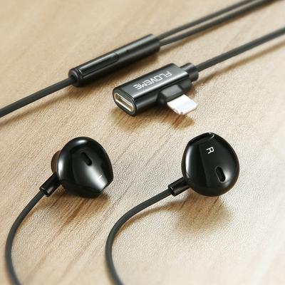 FLOVEME Stereo Bass Earphone + Charging Cable Adapter For iPhone In-Ear Wired Game Headset MP3 Headphone For iPhone XR XS Max