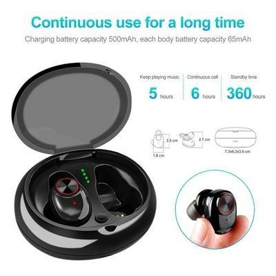 TWS-V5 Bluetooth 5.0 Earbuds with Mic Noise Cancelling Charging Case Deep Bass HD 3D Stereo Surround Waterproof Sports True Wireless Earphones 