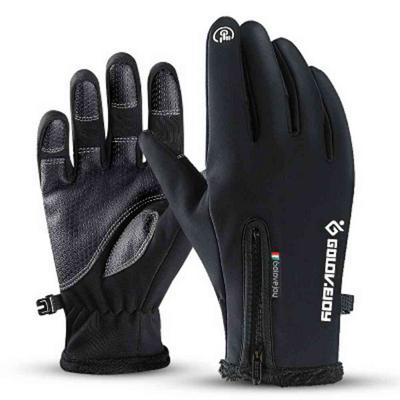 Outdoor Waterproof Warm Riding Full Finger Zipper Plus Velvet Touch Screen Gloves  for Winter