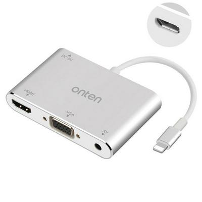 Onten Lightning to HDMI Adapter 1080P Digital Audio Video VGA Adapter for iPhone and iPad (Micro USB Power Delivery)