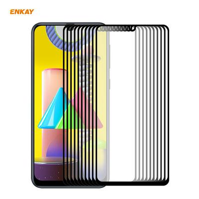 10pcs Enkay Hat-Prince 0.26mm 9H Hardness 2.5D Anti-Scratch Anti-Fingerprint Full Glue Full Coverage Tempered Glass Screen Protector for Samsung Galaxy M31 / M21