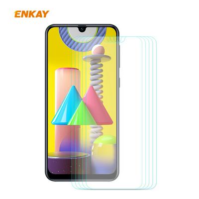 5PCS ENKAY Straw Hat Prince 0.26mm 9H Hardness 2.5D Arc Edge Full Cover Tempered Glass Protective Film for Samsung Galaxy M31 / Samsung Galaxy M21