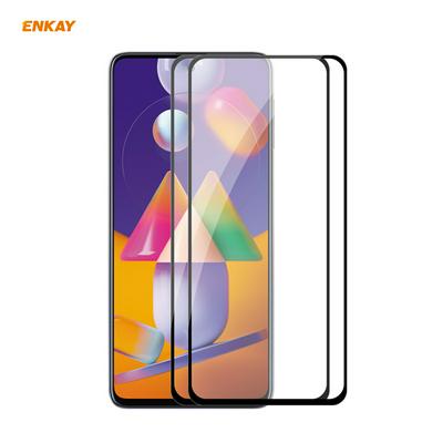 2PCS ENKAY Hat Prince 0.26mm 9H 2.5D Full Glue Full Cover Tempered Glass Protective Film for Samsung Galaxy M31s