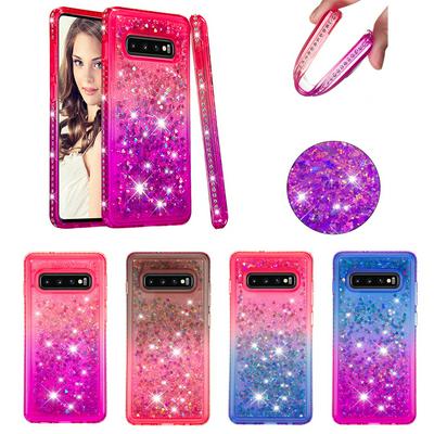  Edge Diamond Studded Quicksand Anti-Scratch Soft TPU Back Cover Protective Case for Samsung Galaxy S10+ / S10 Plus