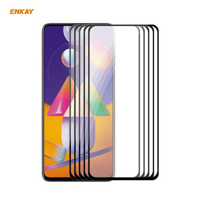 5PCS ENKAY Hat Prince 0.26mm 9H 2.5D Full Glue Full Cover Tempered Glass Protective Film for Samsung Galaxy M31s