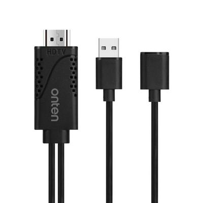 Onten 2-in-1 USB C Type C/8 Pin to HDMI Adapter Cable Digital HD 1080P HDMI Cable Compatible with iPhone Samsung Huawei