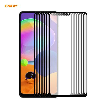 10PCS ENKAY Straw Hat Prince 0.26mm 9H 2.5D Full Glue Full Cover Tempered Glass Protective Film for Samsung Galaxy A31