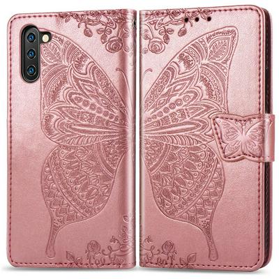 Wallet Case for Samsung Galaxy Note 10, Leather Phone Cover with Debossed Butterfly and Magnetic Closure
