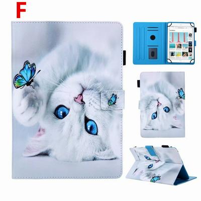 Universal 10 Inch Butterfly Colored Painting PU Leather + Soft TPU with Card Holder Photo Slot and Stand Cover Case 