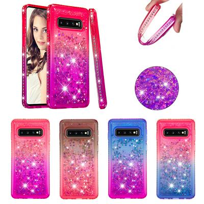 Edge Diamond Studded Quicksand Anti-Scratch Soft TPU Back Cover Protective Case for Samsung Galaxy S10