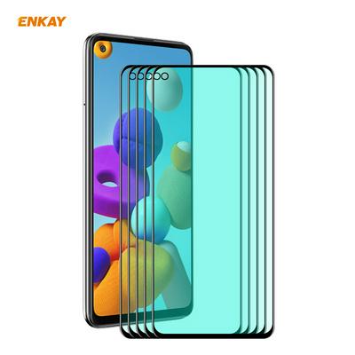5PCS ENKAY Hat Prince 0.26mm 9H 6D Green Light Eye Protection Series Full Screen Coverage Tempered Film for Samsung Galaxy A21 / A21s