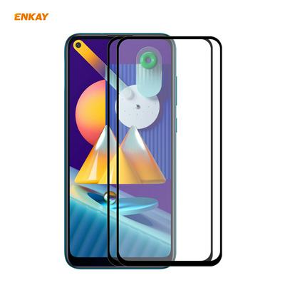 2pcs Enkay Hat-Prince 0.26mm 9H Hardness 2.5D Anti-Scratch Anti-Fingerprint Full Glue Full Coverage Tempered Glass Screen Protector for Samsung Galaxy M11 / A11