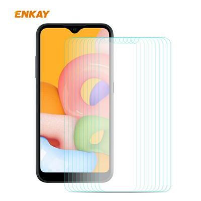 10PCS ENKAY Straw Hat Prince 0.26mm 9H Hardness 2.5D Full Screen Cover Arc Edge Toughened Glass Protective Film for Samsung Galaxy A01