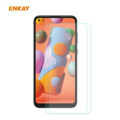 2PCS ENKAY Straw Hat Prince 0.26mm 9H Hardness 2.5D Arc Edge Transparent Anti-Scratch Toughened Glass Protective Film for Samsung Galaxy A21