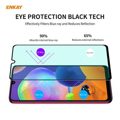 5PCS ENKAY Hat Prince 0.26mm 9H 6D Green Light Eye Protection Series Full Screen Coverage Tempered Film for Samsung Galaxy A31