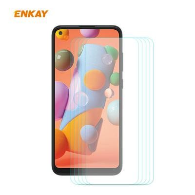 5PCS ENKAY Straw Hat Prince 0.26mm 9H Hardness 2.5D Arc Edge Transparent Anti-Scratch Toughened Glass Protective Film for Samsung Galaxy A21