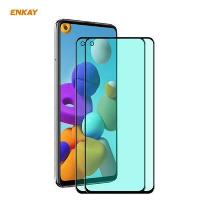 2PCS ENKAY Hat Prince 0.26mm 9H 6D Green Light Eye Protection Series Full Screen Coverage Tempered Film for Samsung Galaxy A21 / A21s