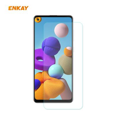 ENKAY Straw Hat Prince 0.26mm 9H Hardness 2.5D Arc Edge Transparent Anti-Scratch Toughened Glass Protective Film for Samsung Galaxy A21s