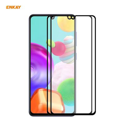2PCS ENKAY Straw Hat Prince 0.26mm 9H 2.5D Full Glue Full Cover Tempered Glass Protective Film for Samsung Galaxy A41