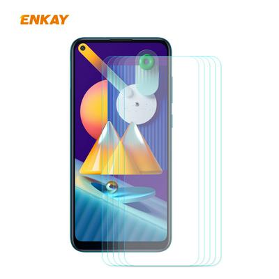 5PCS ENKAY Straw Hat Prince 0.26mm 9H Hardness 2.5D Arc Edge Transparent Anti-Scratch Toughened Glass Protective Film for Samsung Galaxy A11/Galaxy M11 