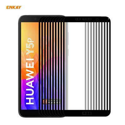 10PCS ENKAY Straw Hat Prince 0.26mm 9H 2.5D Full Glue Full Cover Tempered Glass Protective Film for HUAWEI Y5p(2020)