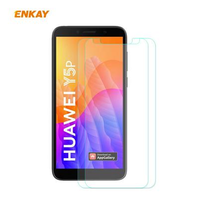 2PCS ENKAY Straw Hat Prince 0.26mm 9H Hardness 2.5D Full Screen Cover Arc Edge Toughened Glass Protective Film for HUAWEI Y5p(2020)