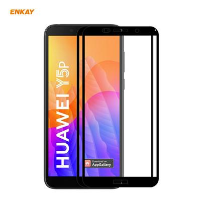 2PCS ENKAY Straw Hat Prince 0.26mm 9H 2.5D Full Glue Full Cover Tempered Glass Protective Film for HUAWEI Y5p(2020)