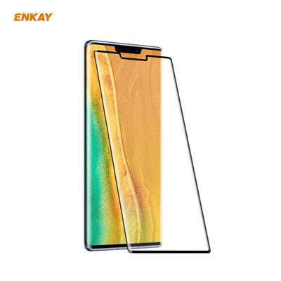 ENKAY Straw Hat Prince 0.26mm 9H 3D Curved Surface Hot Bending Full Glue Full Screen Covered Tempered Film for HUAWEI Mate 30 Pro